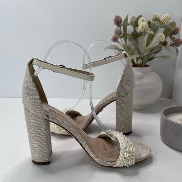 Sam Edelman Yaro Perla Block Heal Sandal Modern Ivory Women's 8 Bridal Wedding - Picture 8 of 10